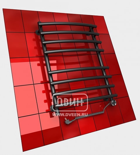 Полотенцесушитель электрический Двин R primo electro 800x600, ТЭН справа, чёрный матовый