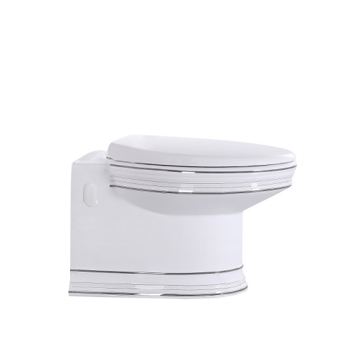 Унитаз приставной CeramaLux Classic 4287 безободковый, сиденье микролифт, белый, с декором