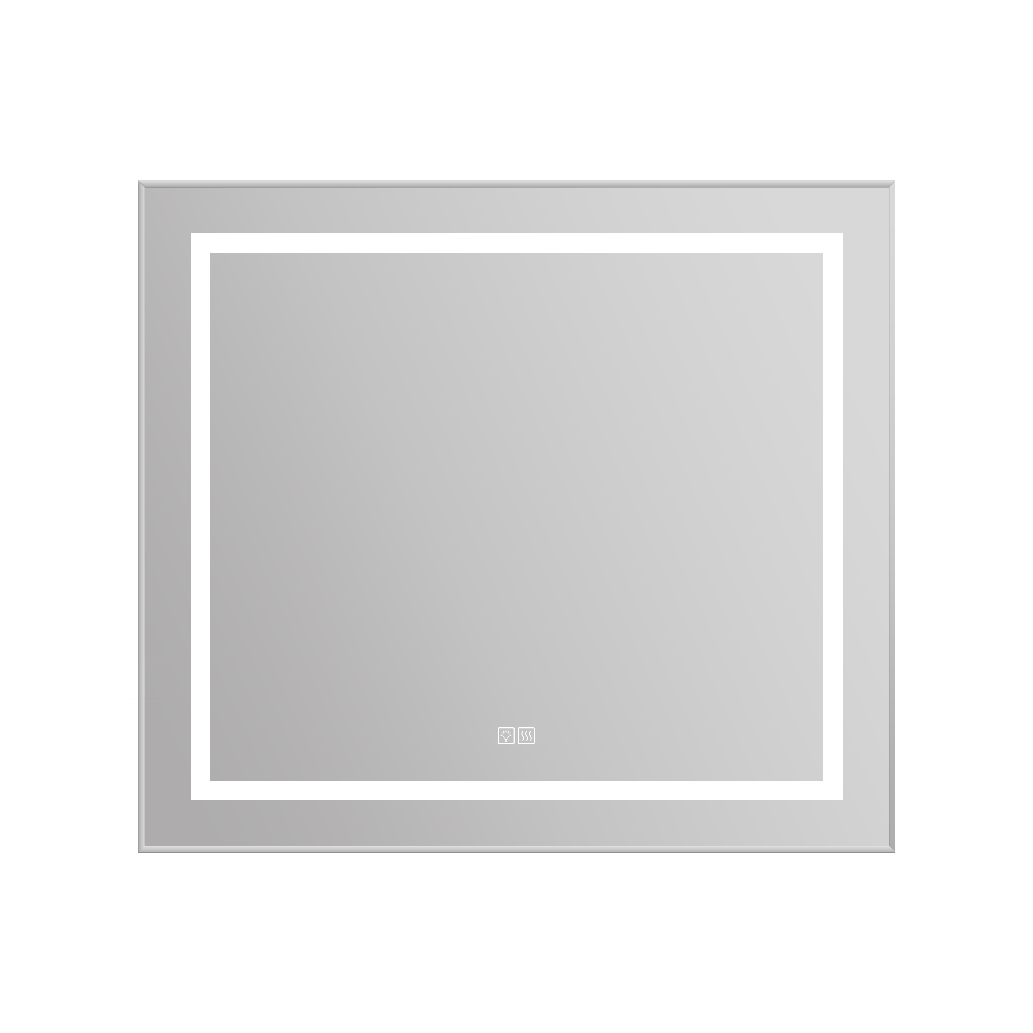 Зеркало BelBagno Kraft SPC-KRAFT-885-785-TCH-WARM в алюминиевой раме со встроенным светильником, сенсорным выключателем и подогревом, сатин