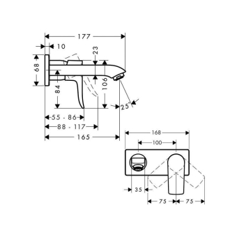SMESITEL_DLYA_RAKOVINY_HANSGROHE_METRIS_31085000_MONTAZHNAYA_SKHEMA_1