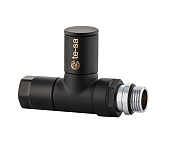 Клапан Te-sa 102HM-04N 1/2" НР прямой, для железной трубы, ручной, с рукояткой, без фитинга, черный