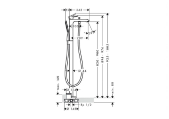 SMESITEL_DLYA_VANNY_S_DUSHEM_HANSGROHE_METRIS_31471000_MONTAZHNAYA_SKHEMA_1