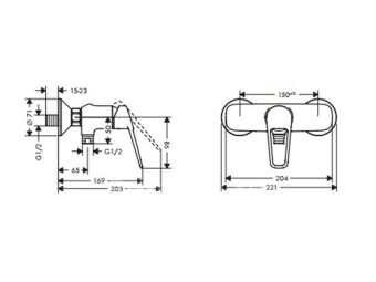 SMESITEL_DLYA_DUSHA_HANSGROHE_NOVUS_LOOP_71360000_MONTAZHNAYA_SKHEMA_1