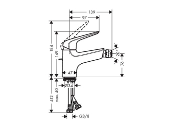 SMESITEL_DLYA_BIDE_HANSGROHE_NOVUS_LOOP_71233000_MONTAZHNAYA_SKHEMA_1