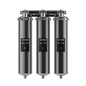 Корпус тройного фильтра Гейзер Maximus для горячей и холодной воды на скобе, 20BB 1", нержавеющая сталь