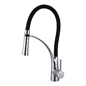 Смеситель Melodia Perfetto MDV30206Black для кухни, гибкий излив с лейкой, черный матовый / хром глянцевый