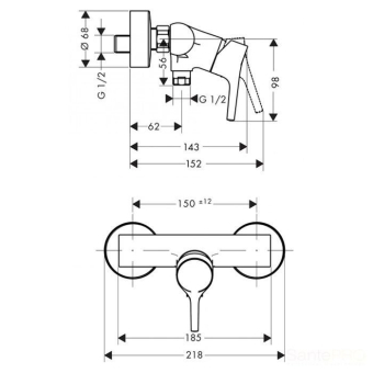 SMESITEL_DLYA_DUSHA_HANSGROHE_TALIS_S_72600000_MONTAZHNAYA_SKHEMA_1