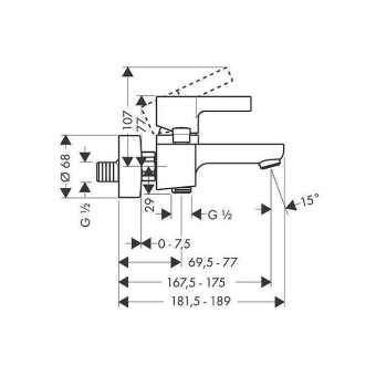 SMESITEL_DLYA_VANNY_S_DUSHEM_HANSGROHE_METRIS_S_31460000_MONTAZHNAYA_SKHEMA_1