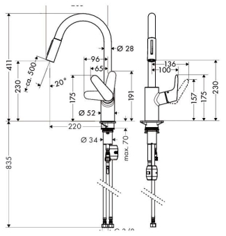 SMESITEL_DLYA_KUKHNI_HANSGROHE_FOCUS_31815800_MONTAZHNAYA_SKHEMA_1