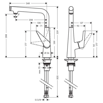 SMESITEL_DLYA_KUKHNI_HANSGROHE_TALIS_SELECT_S_72820800_MONTAZHNAYA_SKHEMA_1