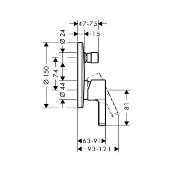 SMESITEL_DLYA_VANNY_S_DUSHEM_HANSGROHE_METRIS_S_31465000_MONTAZHNAYA_SKHEMA_1