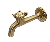 Кран сливной Bronze de Luxe 13263/1 для бани / хамама длинный, с рассекателем, бронза