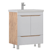 Тумба напольная Vigo Grani 800-2-1 с раковиной Como 80, белый / дуб золотой