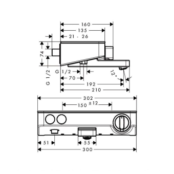 SMESITEL_DLYA_VANNY_S_DUSHEM_HANSGROHE_ECOSTAT_SELECT_13151000_MONTAZHNAYA_SKHEMA_1