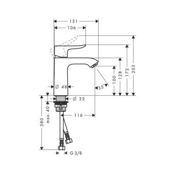SMESITEL_DLYA_RAKOVINY_HANSGROHE_METRIS_31080000_MONTAZHNAYA_SKHEMA_1