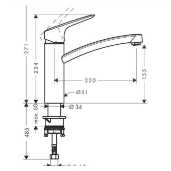 SMESITEL_DLYA_KUKHNI_HANSGROHE_LOGIS_71832000_MONTAZHNAYA_SKHEMA_1