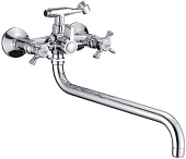 Смеситель Ledeme Н11 L2611 для ванны и душа, длинный излив, с душевым гарнитуром, хром глянцевый