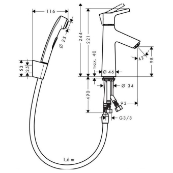 SMESITEL_S_GIGIENICHESKIM_DUSHEM_HANSGROHE_TALIS_S_72290000_MONTAZHNAYA_SKHEMA_1