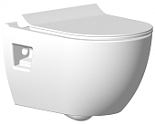 Унитаз подвесной Seramiksan Ocean Plus безободковый с тонким сиденьем микролифт, белый