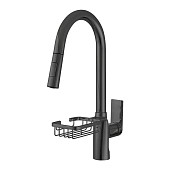 Смеситель Melodia Perfetto MDV30200gn для кухни, высокий R-излив, с мыльницей, оружейная сталь