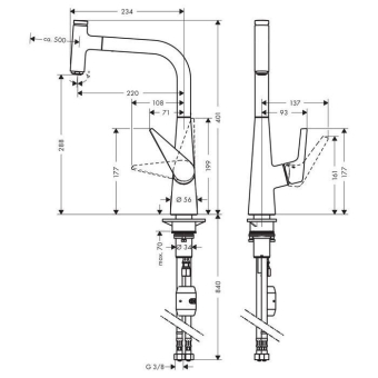 SMESITEL_DLYA_KUKHNI_HANSGROHE_TALIS_SELECT_S_72821000_MONTAZHNAYA_SKHEMA_1