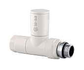 Клапан Te-sa 102HM-04B 1/2" НР прямой, для железной трубы, ручной, с рукояткой, без фитинга, белый