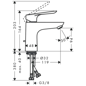 SMESITEL_DLYA_RAKOVINY_HANSGROHE_LOGIS_E_71161000_MONTAZHNAYA_SKHEMA_1