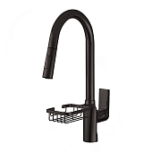 Смеситель Melodia Perfetto MDV30200bk для кухни, высокий R-излив, с мыльницей, черный матовый