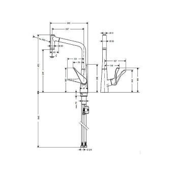 SMESITEL_DLYA_KUKHNI_HANSGROHE_METRIS_14820000_MONTAZHNAYA_SKHEMA_1