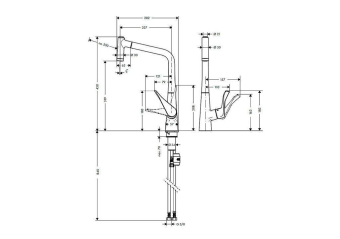 SMESITEL_DLYA_KUKHNI_HANSGROHE_METRIS_14820800_MONTAZHNAYA_SKHEMA_1