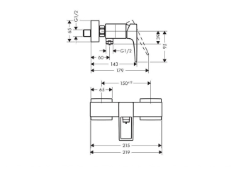 SMESITEL_DLYA_VANNY_S_DUSHEM_HANSGROHE_METROPOL_74560000_MONTAZHNAYA_SKHEMA_1